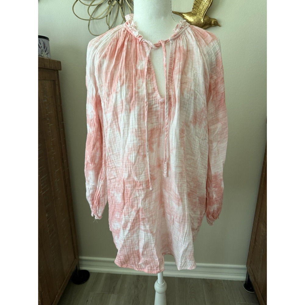 Show Me Your Mumu Charlene‎ Tunic XS Pink White Tie Dye Gauze Cotton Boho